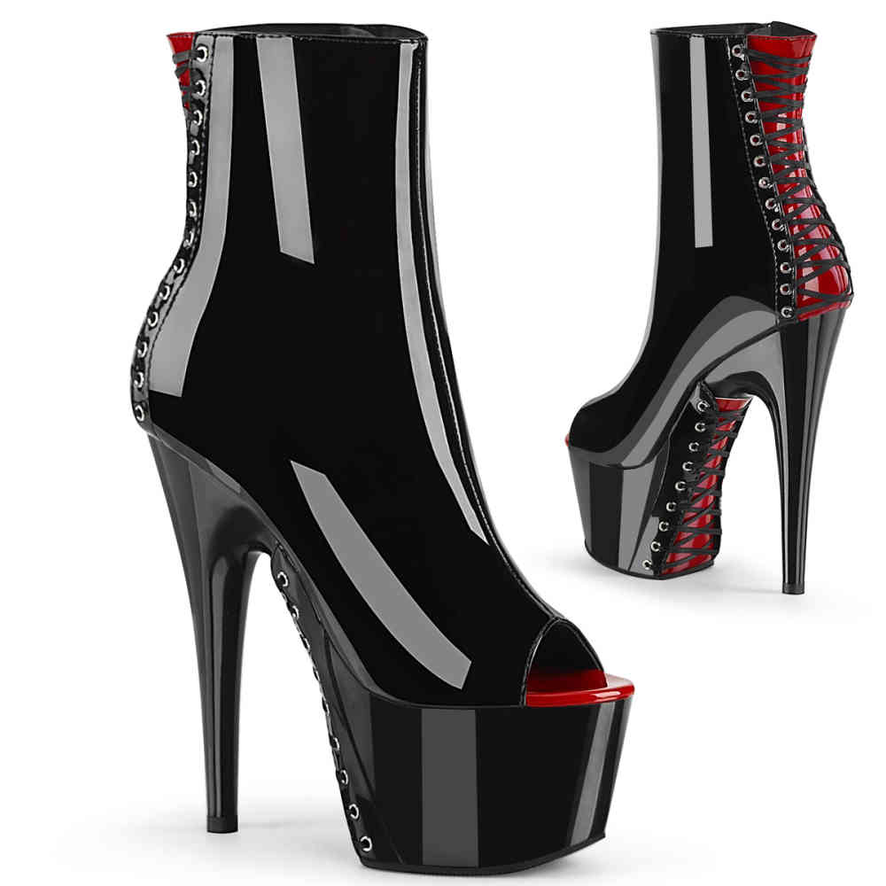 Pleaser - ADORE-1025 Plattformstiefel, Poledance Schuhe - Pole dance schuhe - Schwarz/Rot